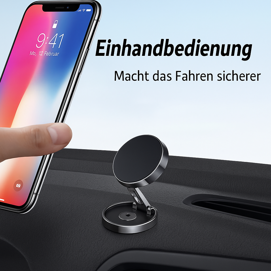 Spacix | Magnetische, runde und klappbare Handyhalterung fürs Auto